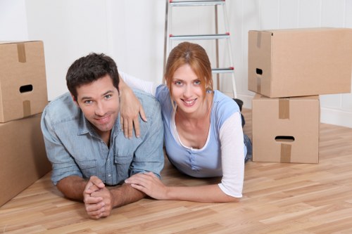 Packed furniture and moving equipment prepared for local removals