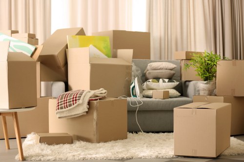 Packing boxes and furniture for a Bethnalgreen flat relocation